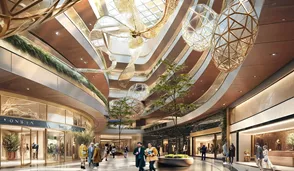 Interior view of MVN Mall Gurgaon showcasing luxury retail stores and modern architectural design